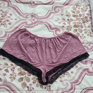 Victoria's Secret Purple Shorts with Black Lace Trim